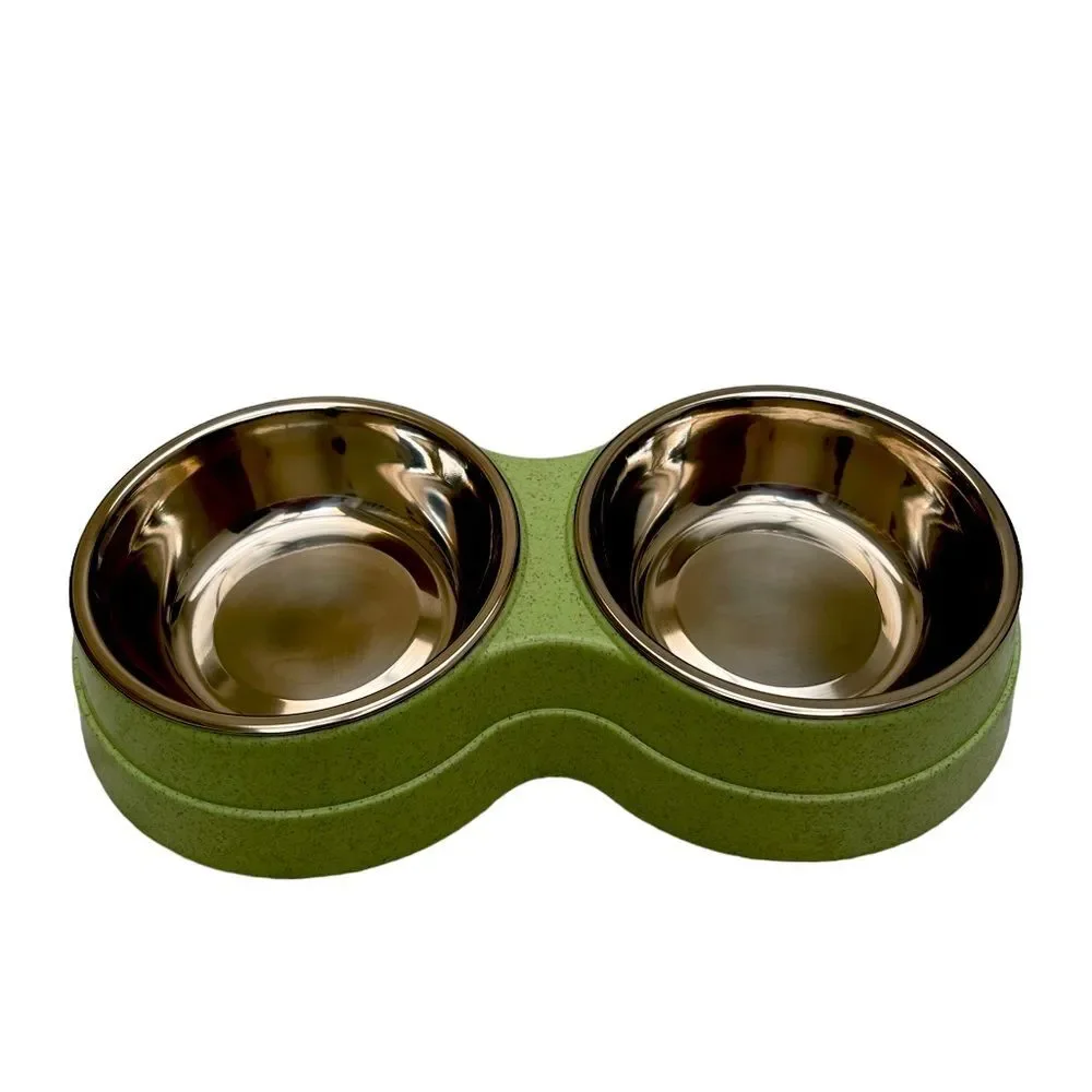 COPY - New small stainless steel double bowls with plastic stand